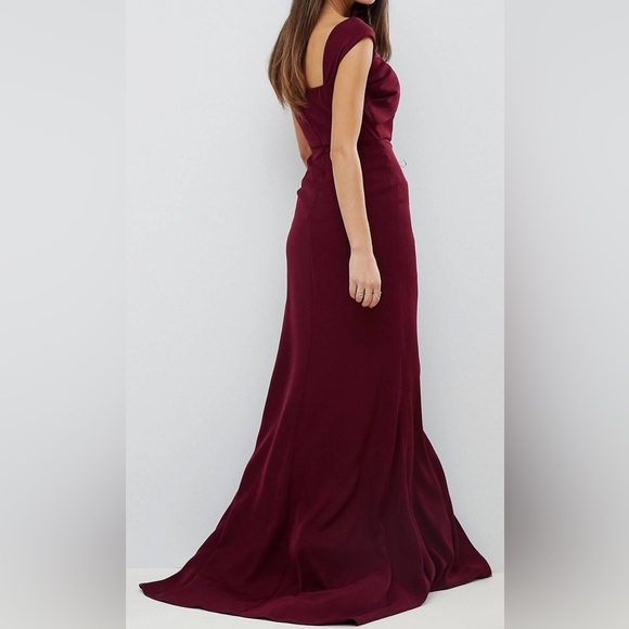 ASOS Yaura Thigh Split Maroon Evening Maxi Dress Gown Size 8 - Picture 9 of 11